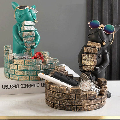 Builder French Bulldog Storage Statue