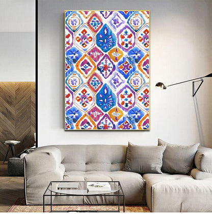 Watercolor Bohemian Pattern Canvas Art