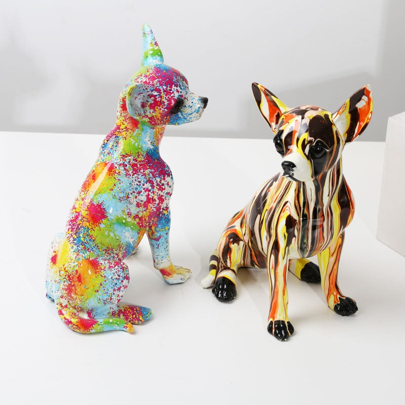 Painted Chihuahua Resin Statue