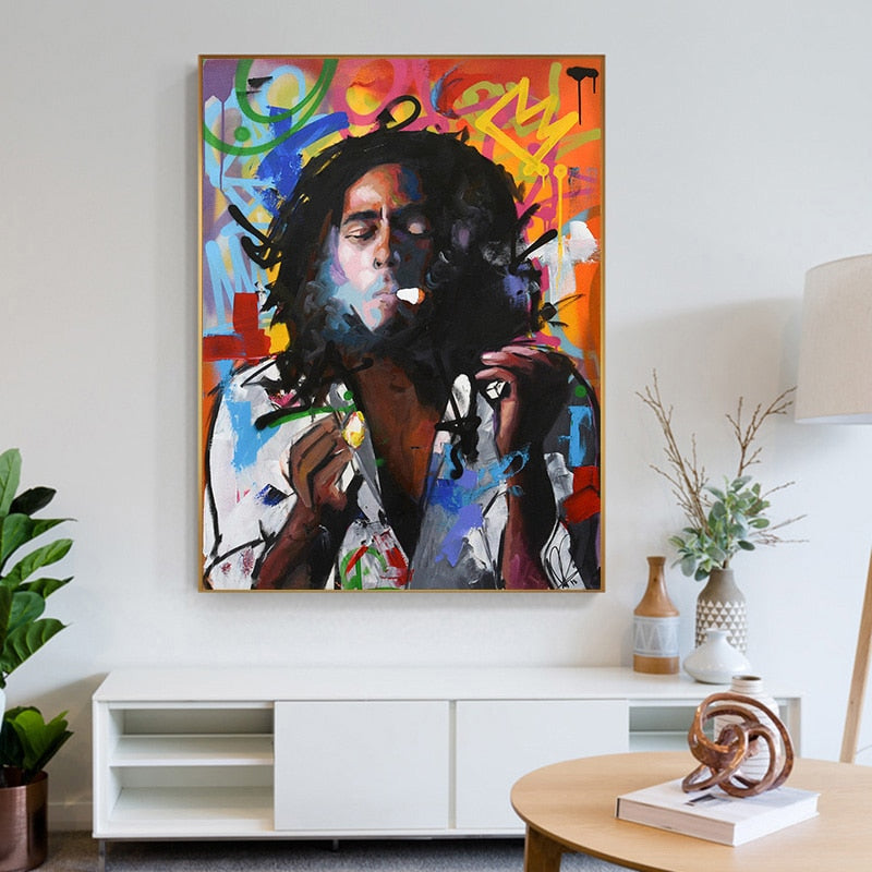 Bob Marley Graffiti Canvas Art