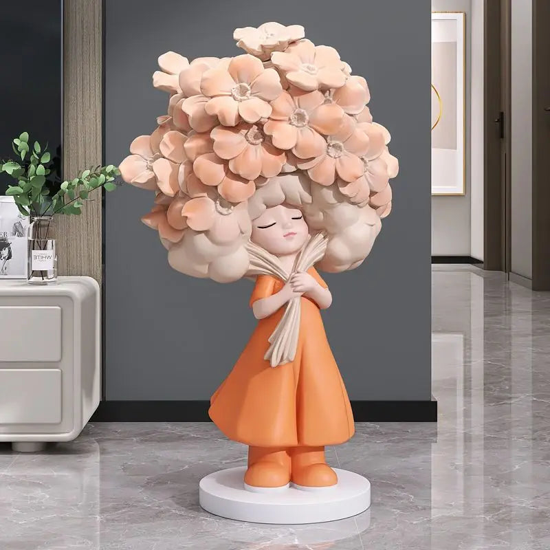 Flower Girl Floor Ornament Statue