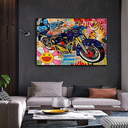 Graffiti Motorcycle Canvas Art