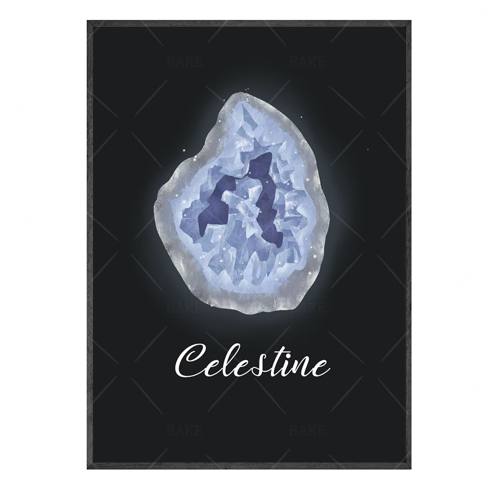 Crystal Gemstone Watercolor Canvas Art