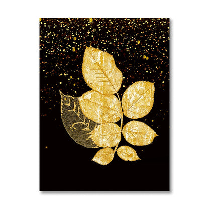 Black Gold Ginkgo Leaf Canvas Art