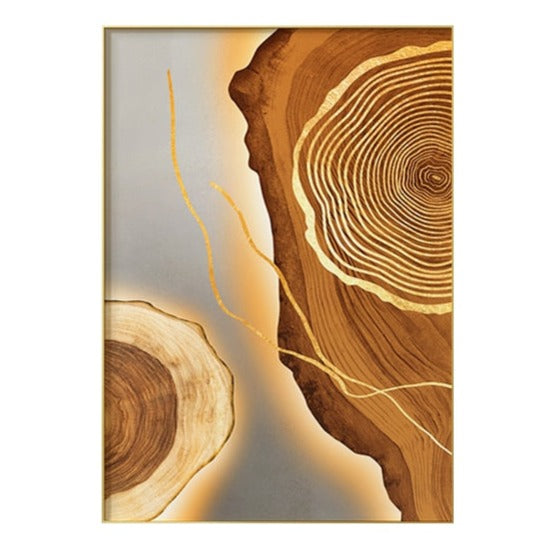 Abstract Gold Foil Annual Ring Canvas Art