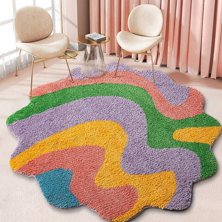 Retro Groovy Psychedelic Tufted Rug