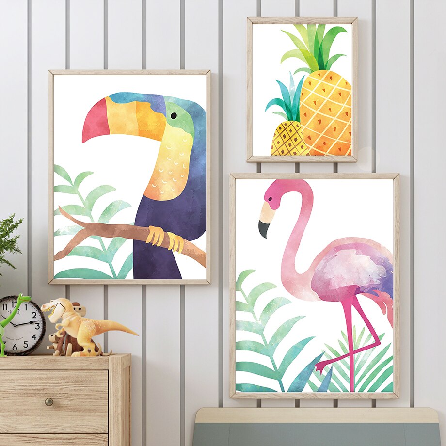 Pineapple Ice Cream Flamingo Canvas Art