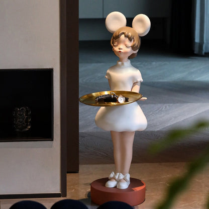 Waitress Statue with Tray