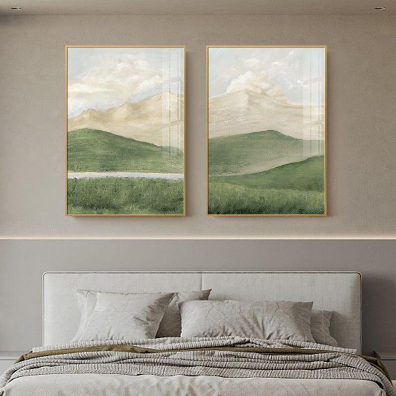 Grass Mountain Landscape Canvas Art