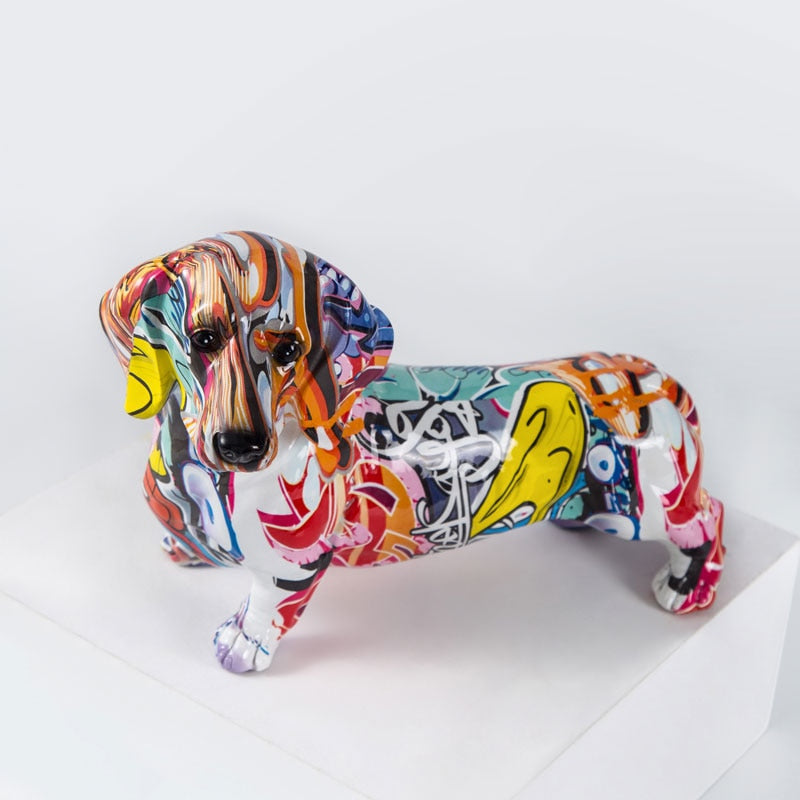 Graffiti Dachshund Resin Statue