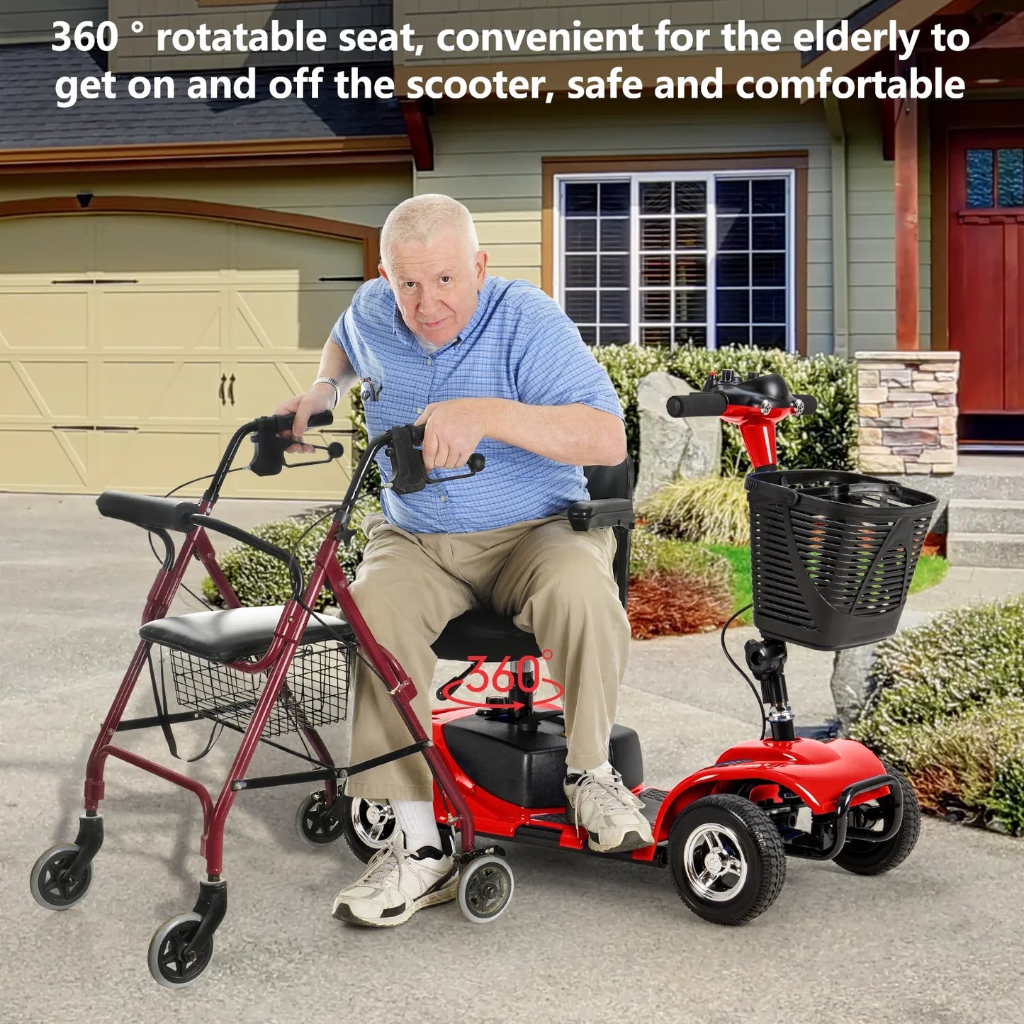 4 Wheel Folding Mobility Electric Powered Scooter for Seniors