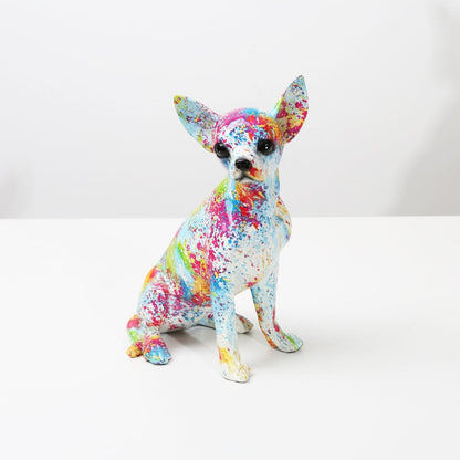 Painted Chihuahua Resin Statue