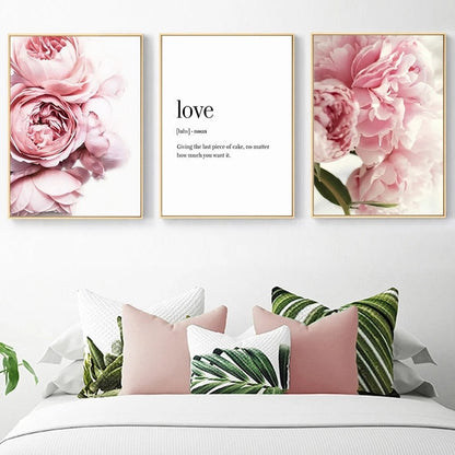 Pink Peony Flower Wall Art Canvas