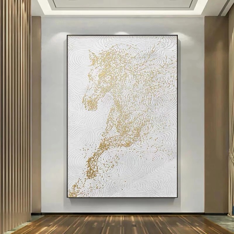 Luxurious Golden Horse Canvas Art