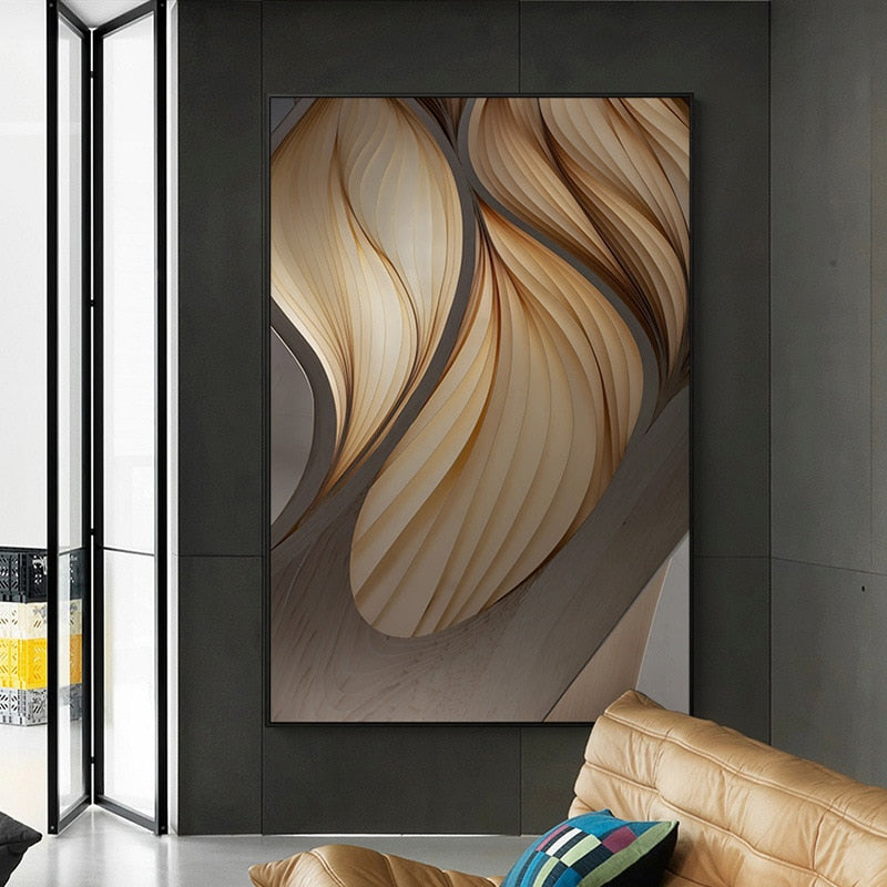 Futuristic Abstract Brown Canvas Art