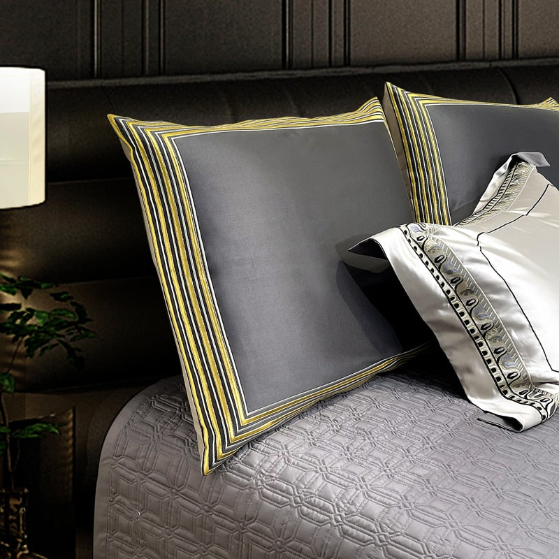 Charles Luxurious Silk Jacquard Duvet Cover Bedding Set