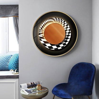 Modern Luxury Geometric Round Canvas Art