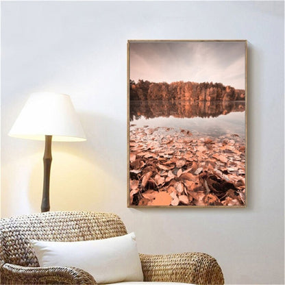 Autumn Forest Lake Canvas Art