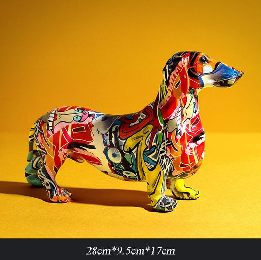 Graffiti Dachshund Resin Statue