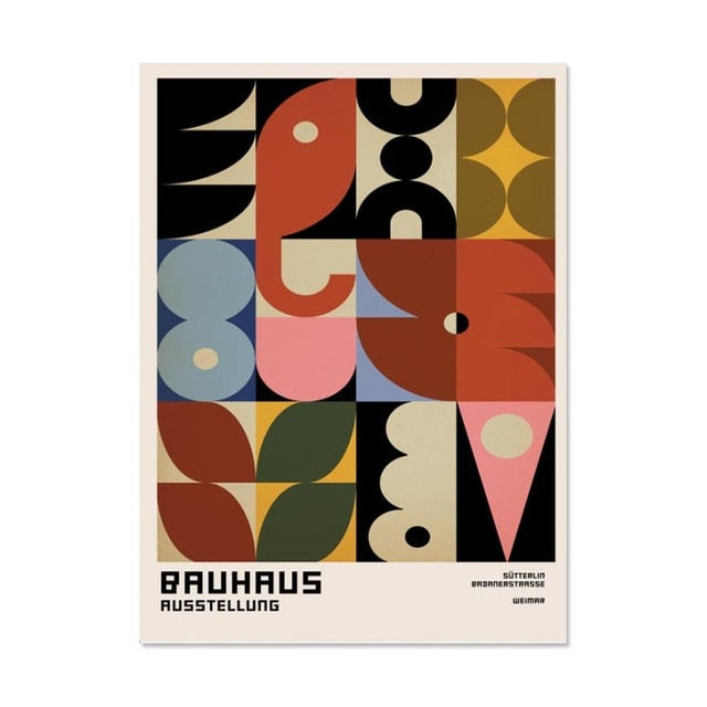 Abstract Geometry Bauhaus Colorful Canvas Art