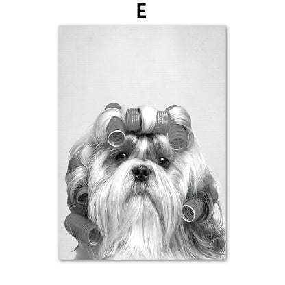 Black and White Cute Dog Canvas Art