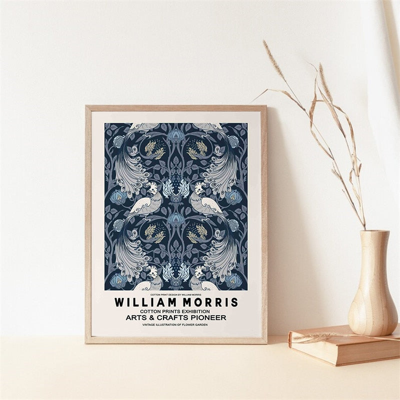 William Morris Exhibition Blue Flower Canvas Art