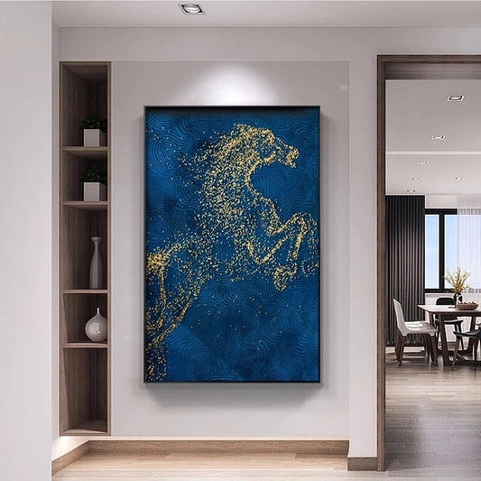 Luxurious Golden Horse Canvas Art