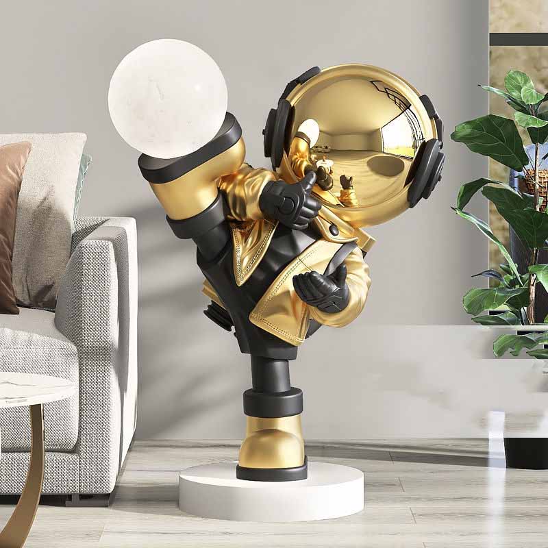 Astronaut Kick Statue with Light