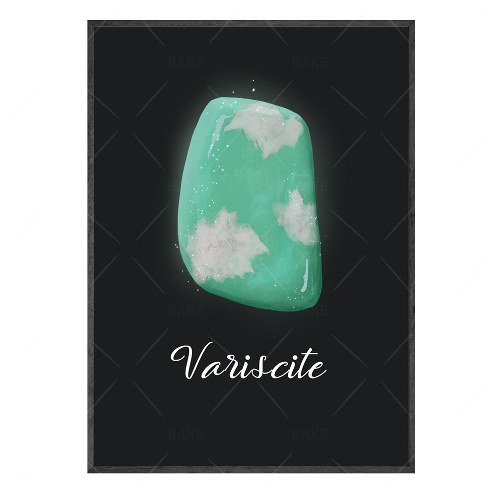 Crystal Gemstone Watercolor Canvas Art