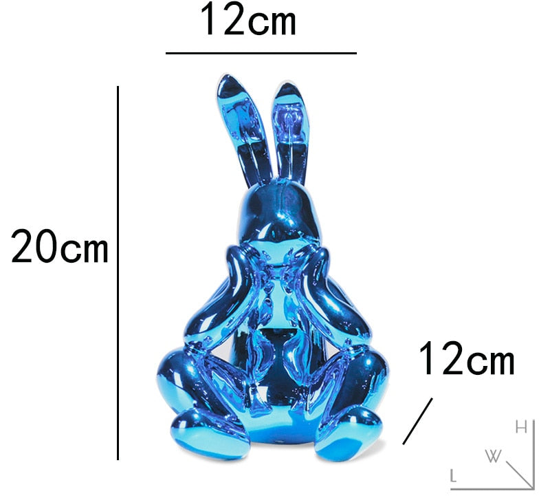 Electroplating Silver Blue Rabbit Figurine