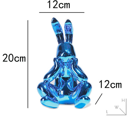 Electroplating Silver Blue Rabbit Figurine