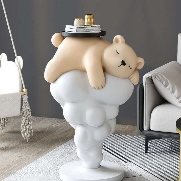 Bear in the Cloud Statue with Tray