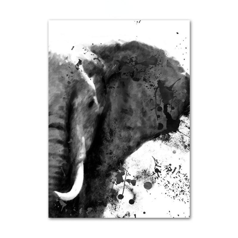 Black and White Fading Animal Canvas Art