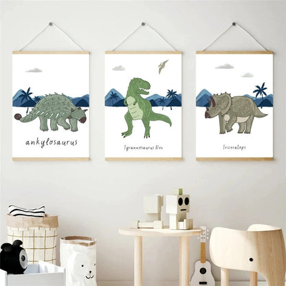 Dinosaur Kids Baby Boy's Room Wall Art Canvas