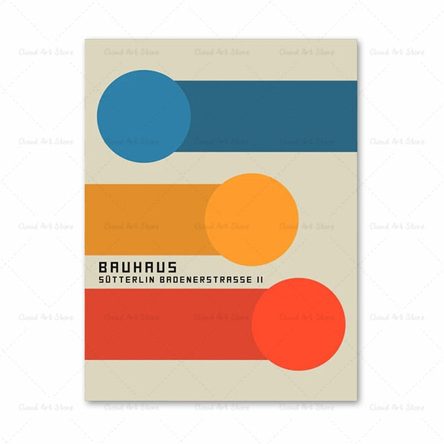 Abstract Bauhaus Geometric Wall Art Canvas