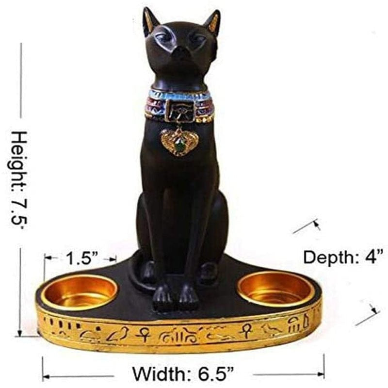 Egyptian Cat Candle Holder Resin Statue