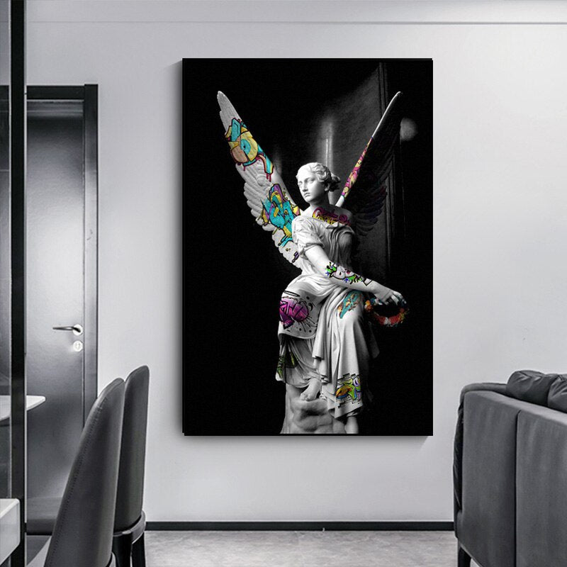 Greek Statue Graffiti Canvas Art