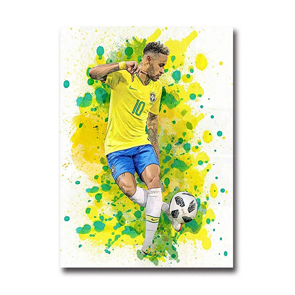 Watercolor Soccer Star Football Wall Art Canvas