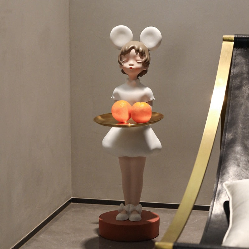 Waitress Statue with Tray