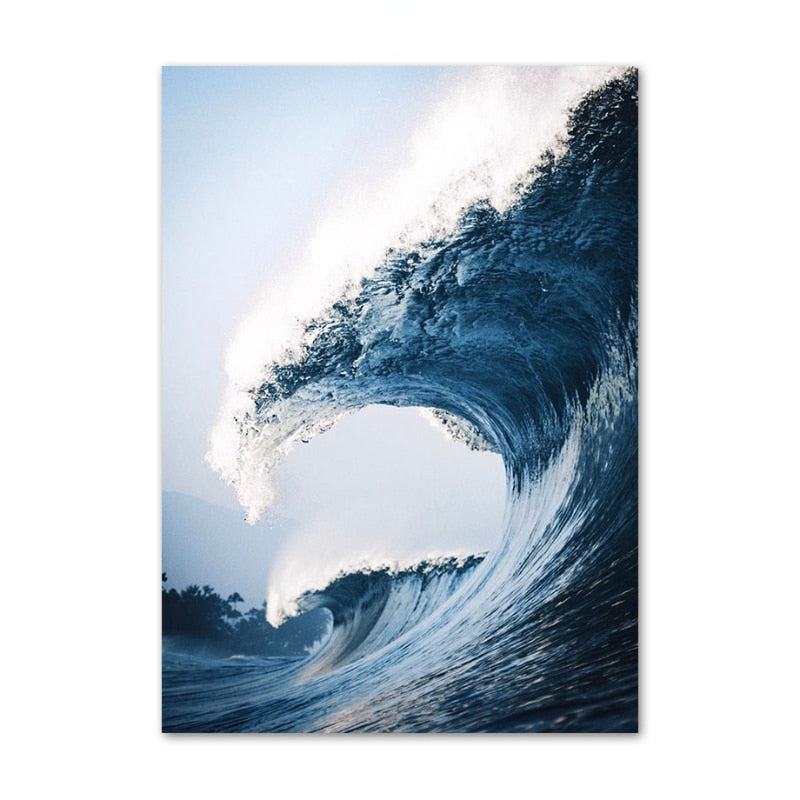 Blue Sea Wave Canvas Art