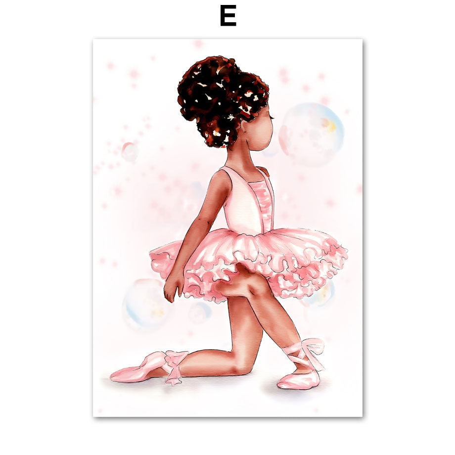 Cute Girl Pink Ballet Swan Canvas Art