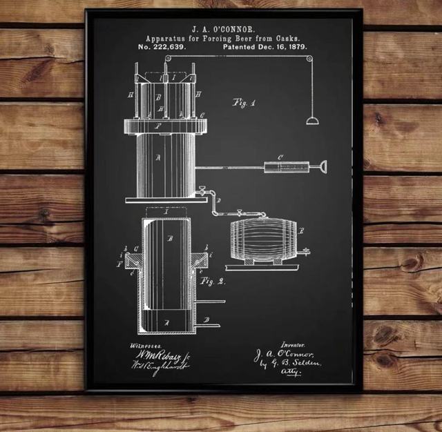 Bar Machine Retro Blueprint Canvas Art