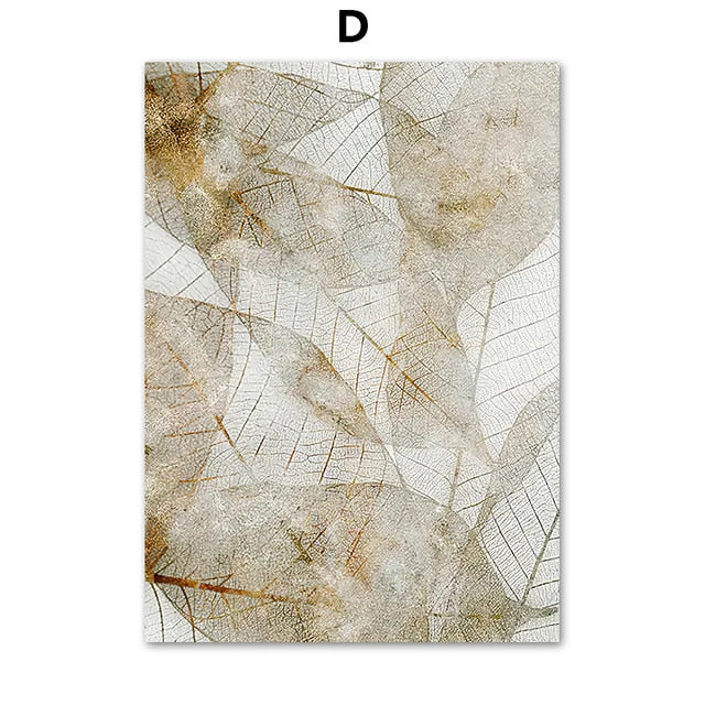 Abstract Golden Leaves Monstera Wall Art Canvas