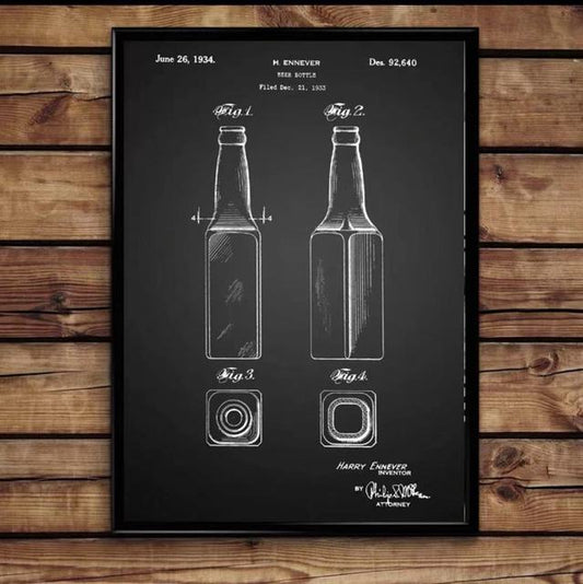 Bar Machine Retro Blueprint Canvas Art