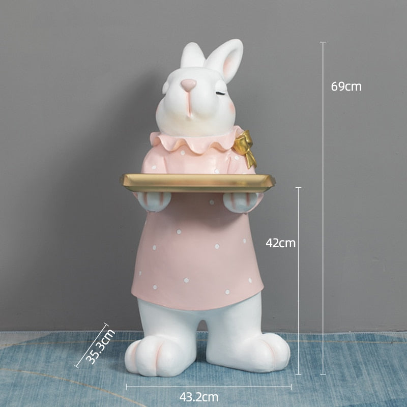 Rabbit Butler with Tray Large Statue