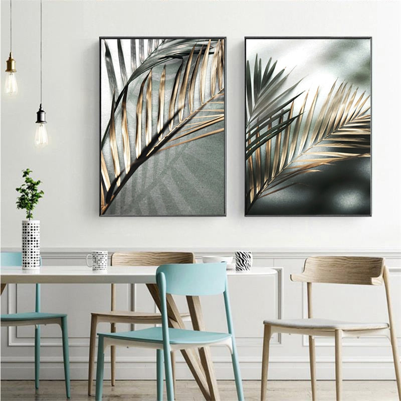 Golden Palm Leaf Canvas Art