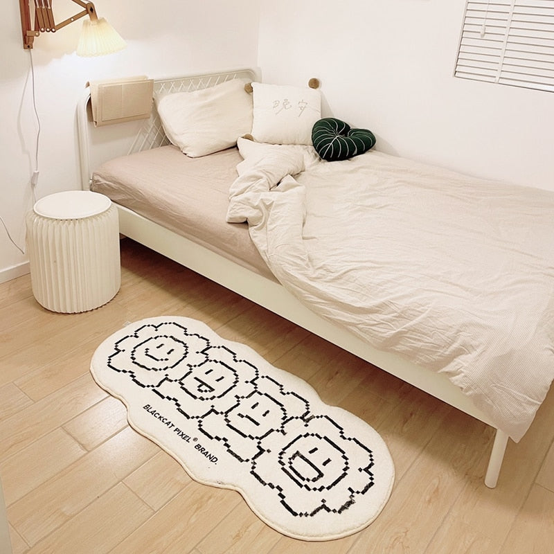 Black & White Smiley Sunflower Rug