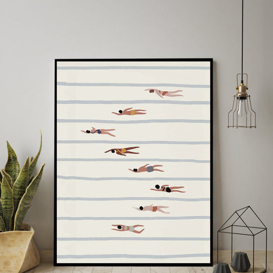 Diverse Swimmers Canvas Art