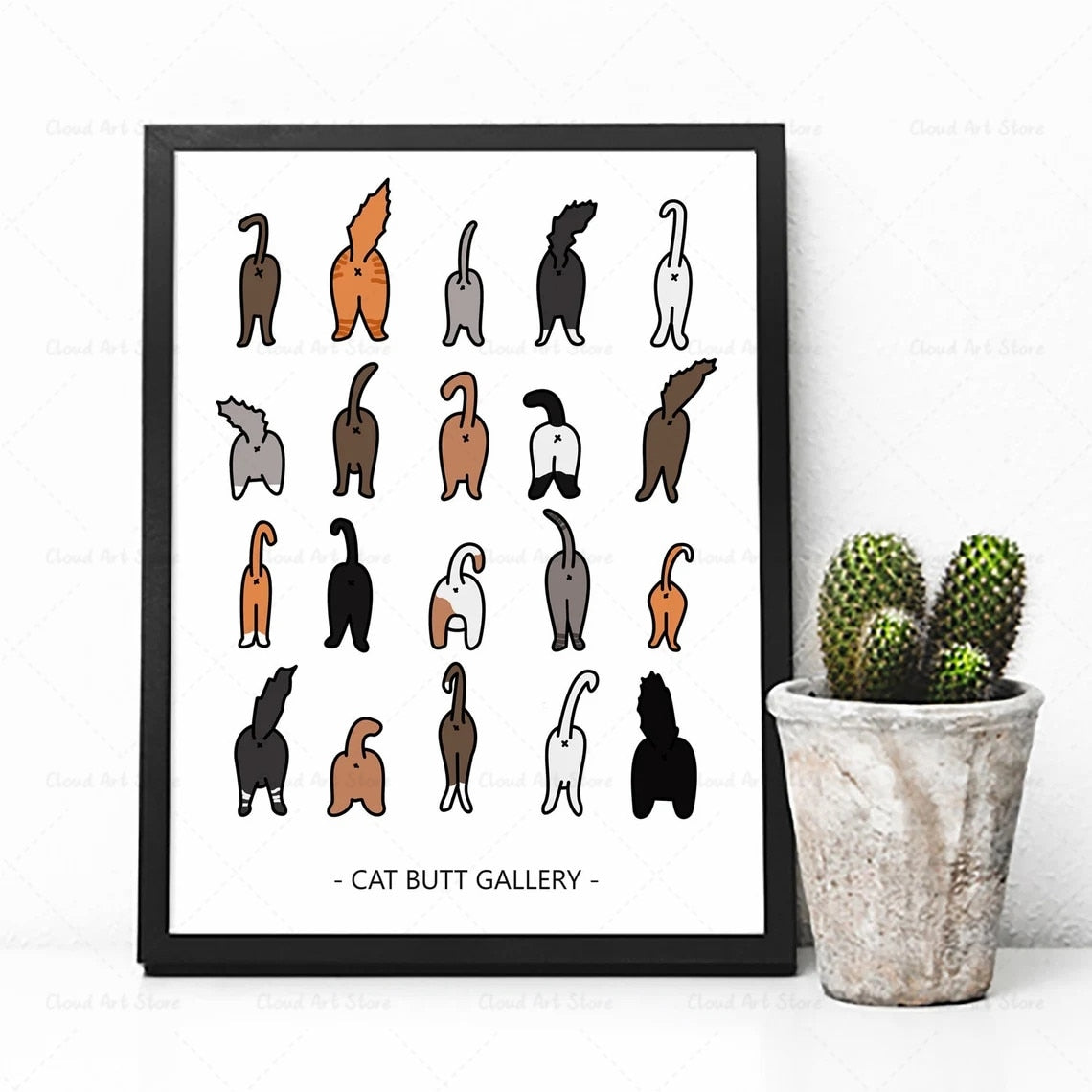 Funny Cat Gallery Wall Art Canvas