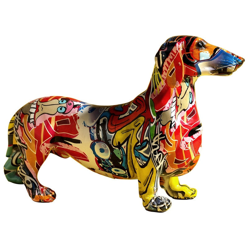 Graffiti Dachshund Resin Statue